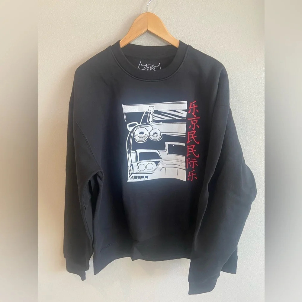 TECHBUDS APPAREL Men’s Large Black Crew Neck Sweatshirt‎ NWT